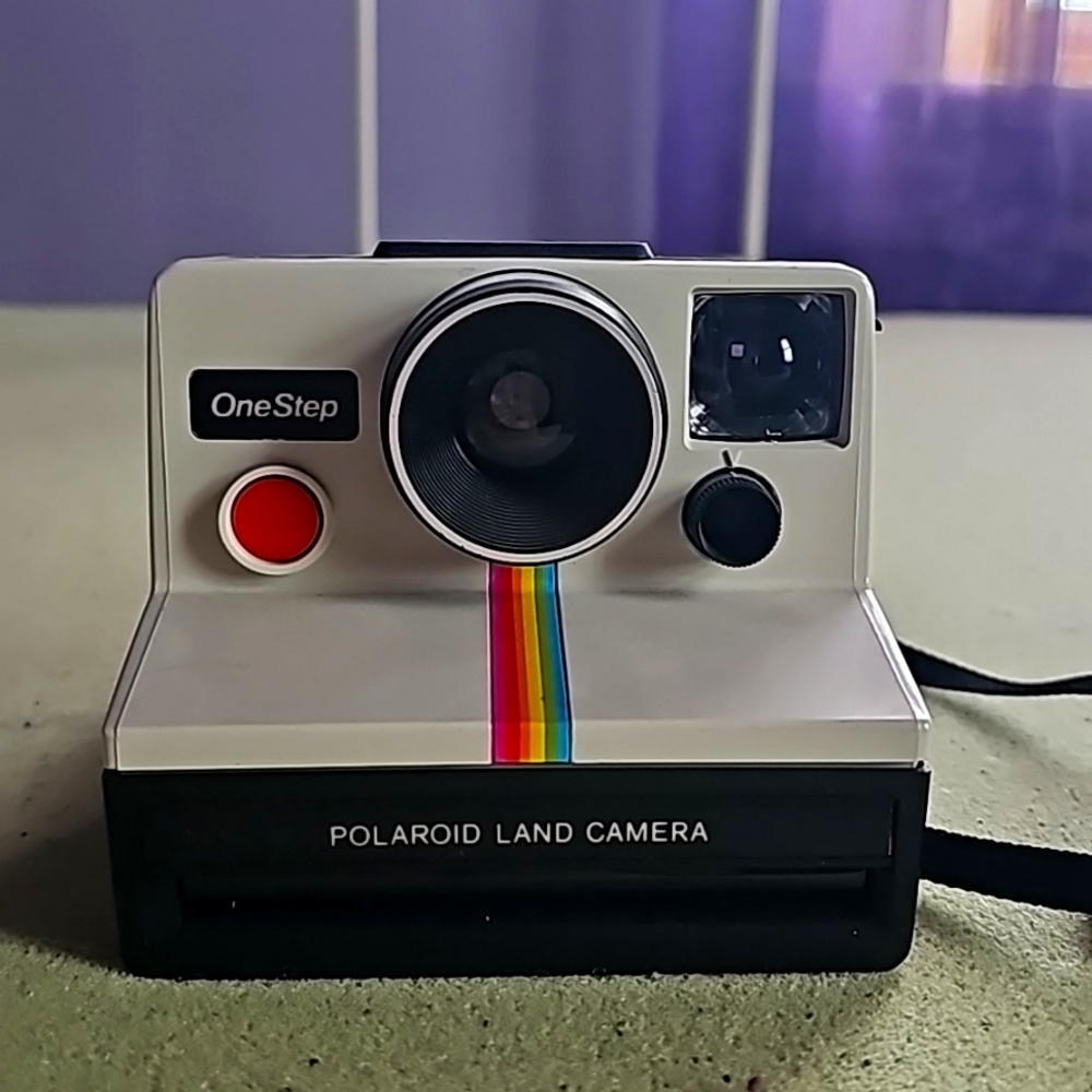 Vintage Rare Polaroid One Step SX-70 White + Rainbow Stripe